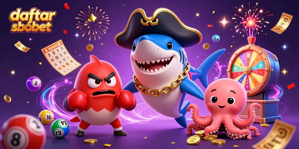 Engage with daftar sbobet through an exciting scene of animated casino characters celebrating wins with dynamic elements.