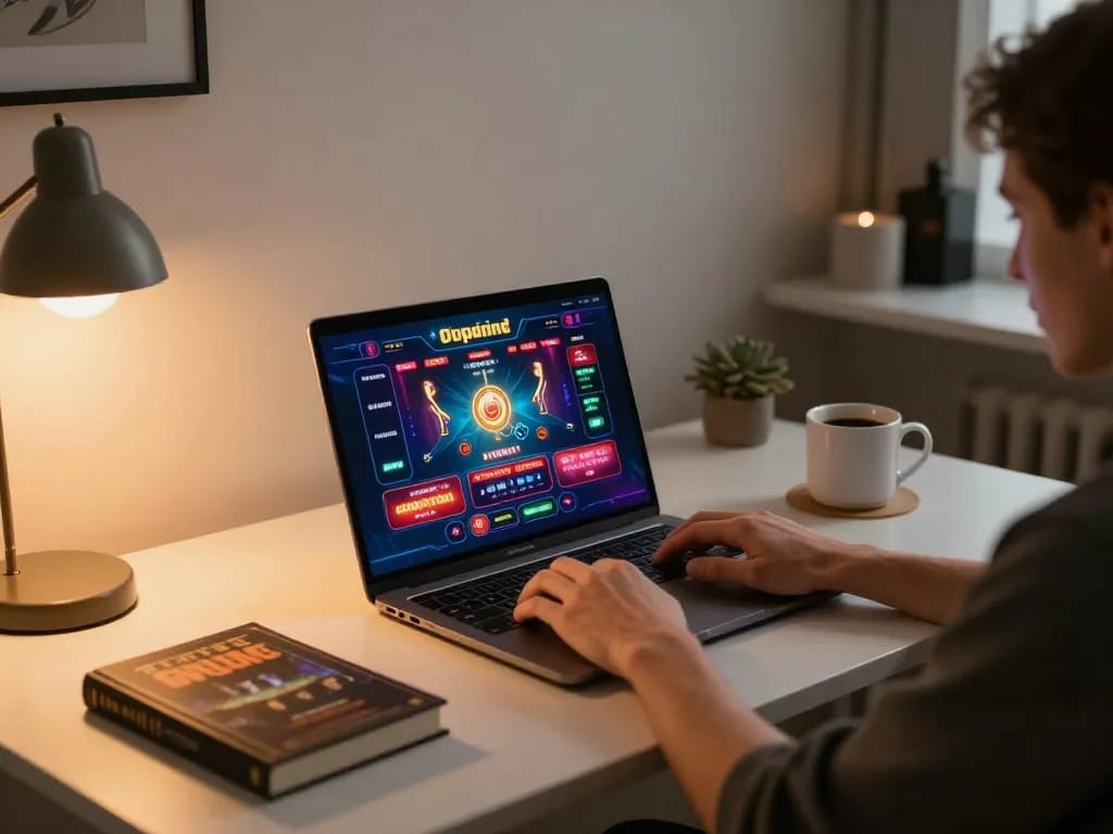 Engaging online Hitclub experience showcased with a player strategizing on a laptop.