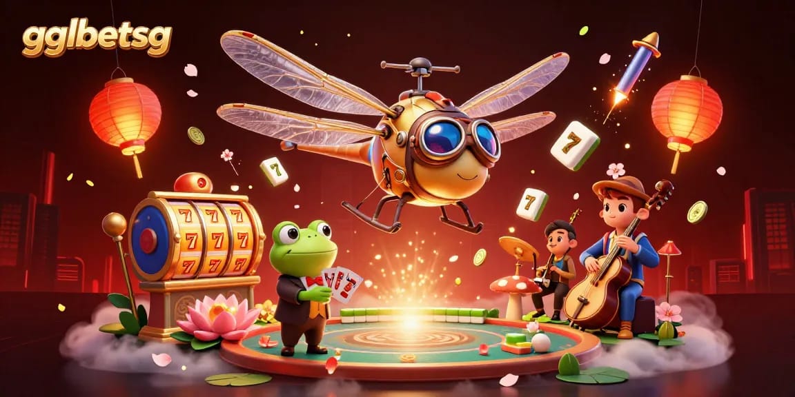 Engage with gglbetsg for thrilling slot games and vibrant casino action in this colorful illustration.
