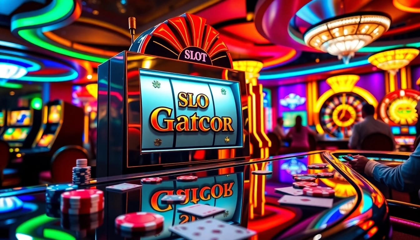 Gamblers celebrating wins on the Slot Gacor machine in a luxurious casino atmosphere.