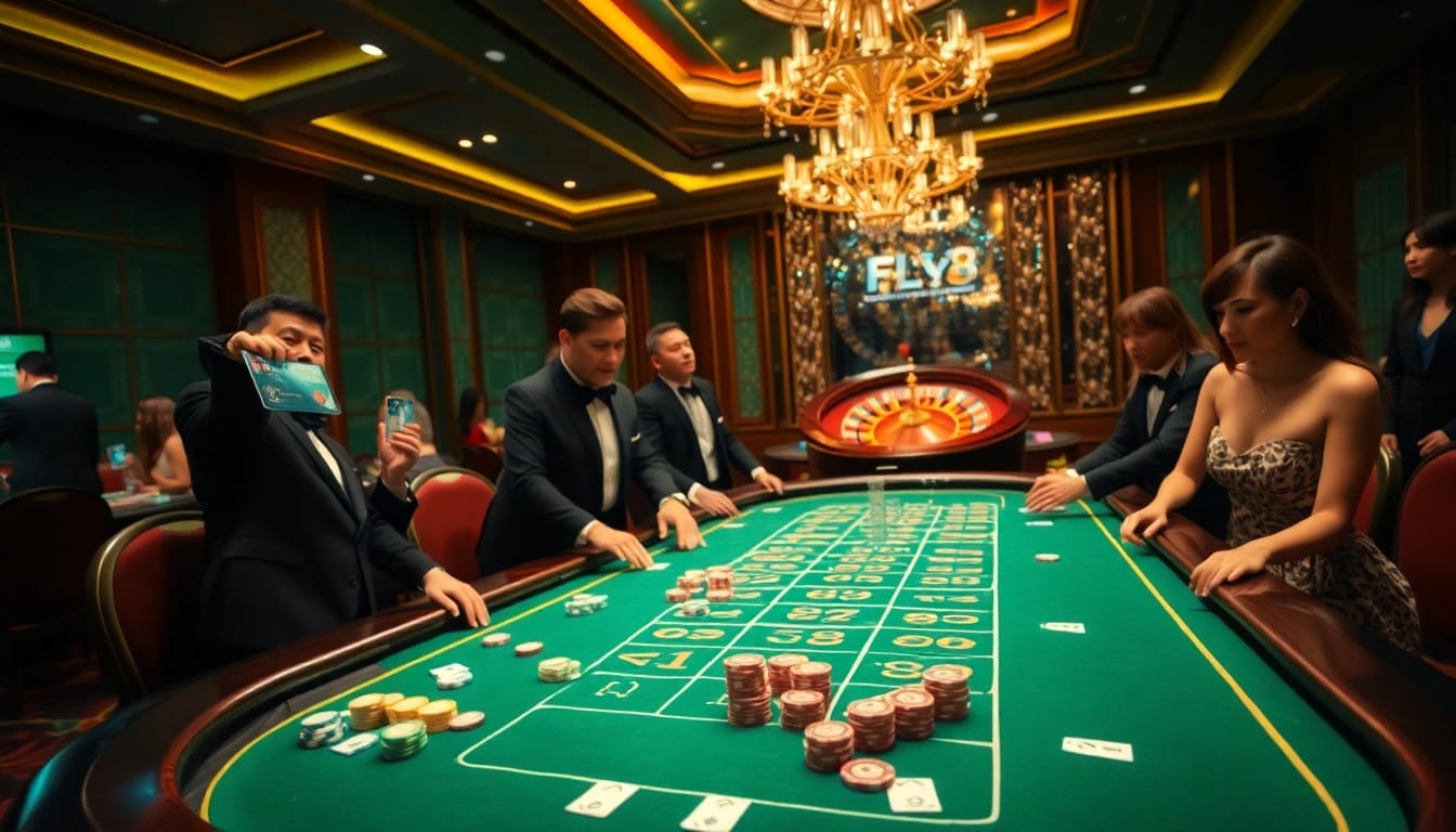 Experience the excitement of FLY88 with players engaging in a thrilling casino game atmosphere.