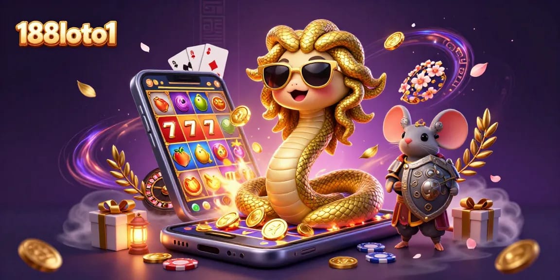 Engage with 188loto1 in a dynamic 3D casino scene featuring exciting game elements and vibrant characters.