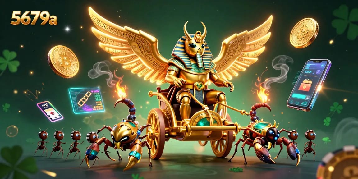 Join the excitement of 5679a with a 3D illustration of gold-themed casino characters in action.