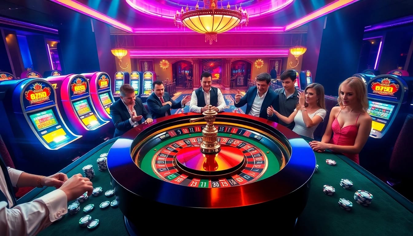 Players enjoying a thrilling roulette game at 68VIP casino, embodying elegance and excitement.
