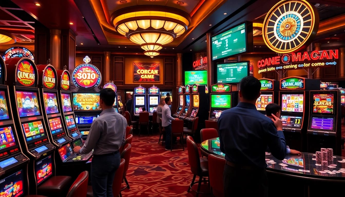 Experience the thrill of qqmacan with vibrant slot machines and an engaging casino atmosphere.