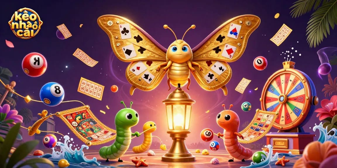 Experience the dynamics of kèo nhà cái as vibrant lottery balls and rich casino elements fill the scene.