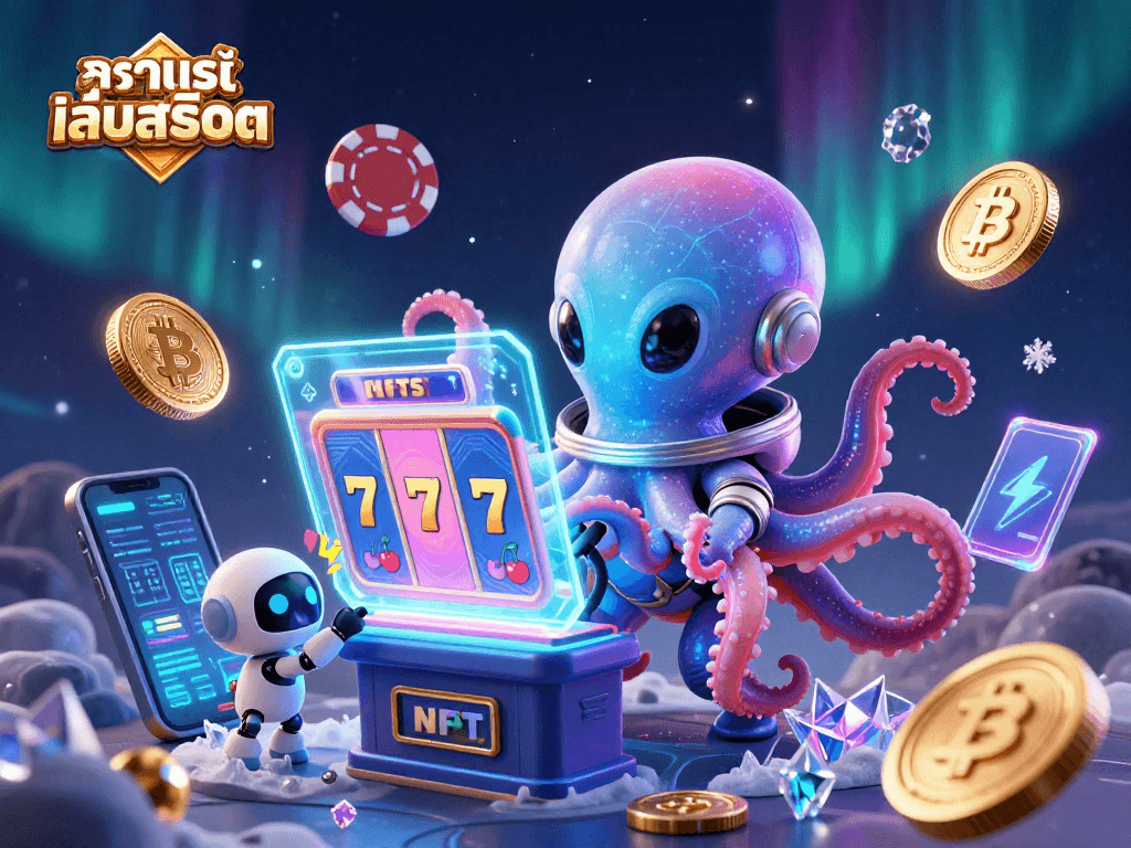 Experience ทดลองเล่นสล็อต with a vibrant alien-themed slot scene filled with cosmic visual effects.