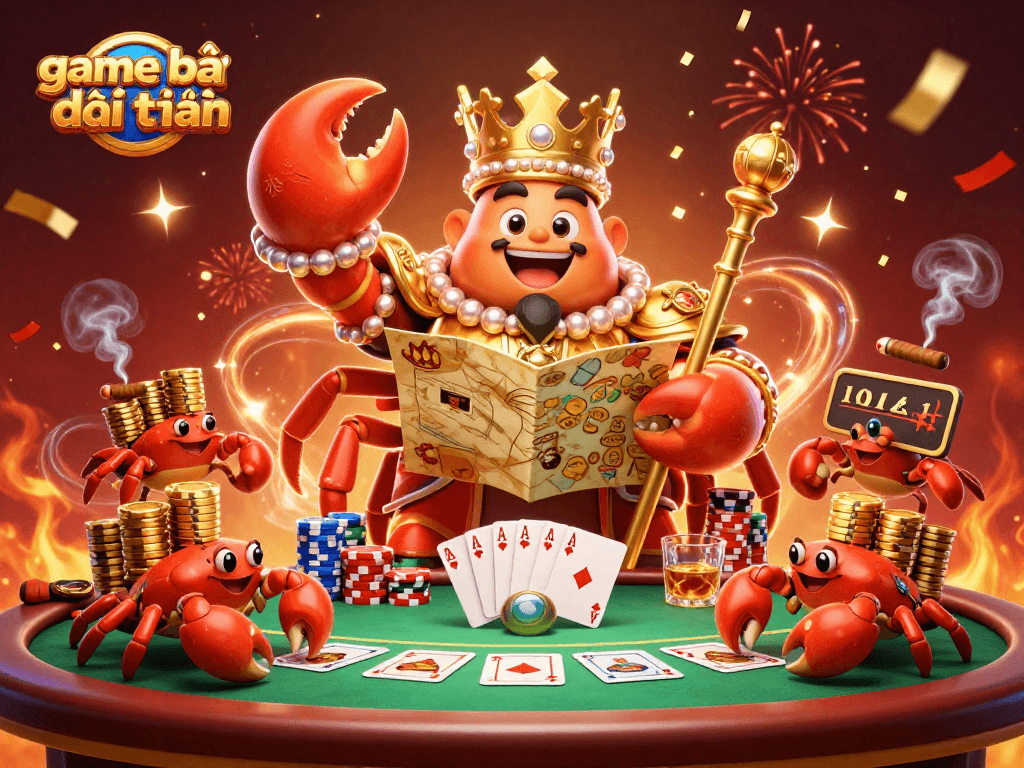 Experience the thrill of game bài đổi thưởng with vibrant casino characters and festive elements.