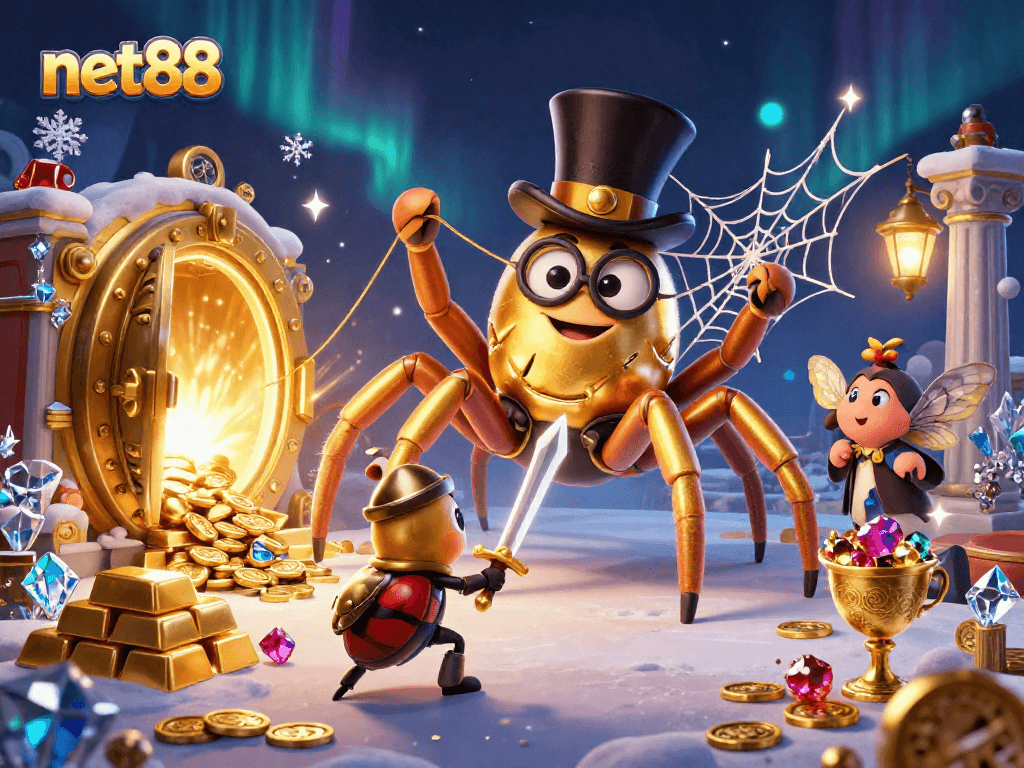 Experience net88's enchanting casino adventure with vibrant characters and treasures