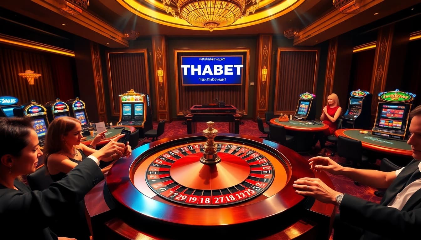 Visual representation of casino excitement and gameplay featuring THABET's online presence at https://thabet.vegas/.