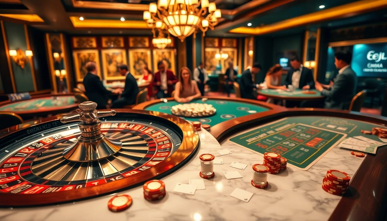 Elevate your winnings with EEJL at a luxurious casino gaming table filled with excitement.
