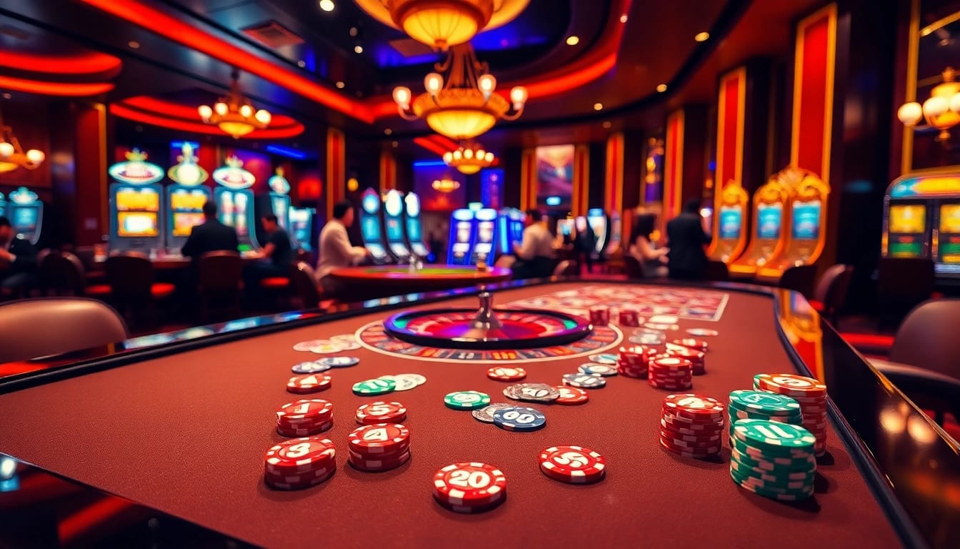 Experience thrilling games at trang chủ gg88 with vibrant casino elements, chips, and cards.