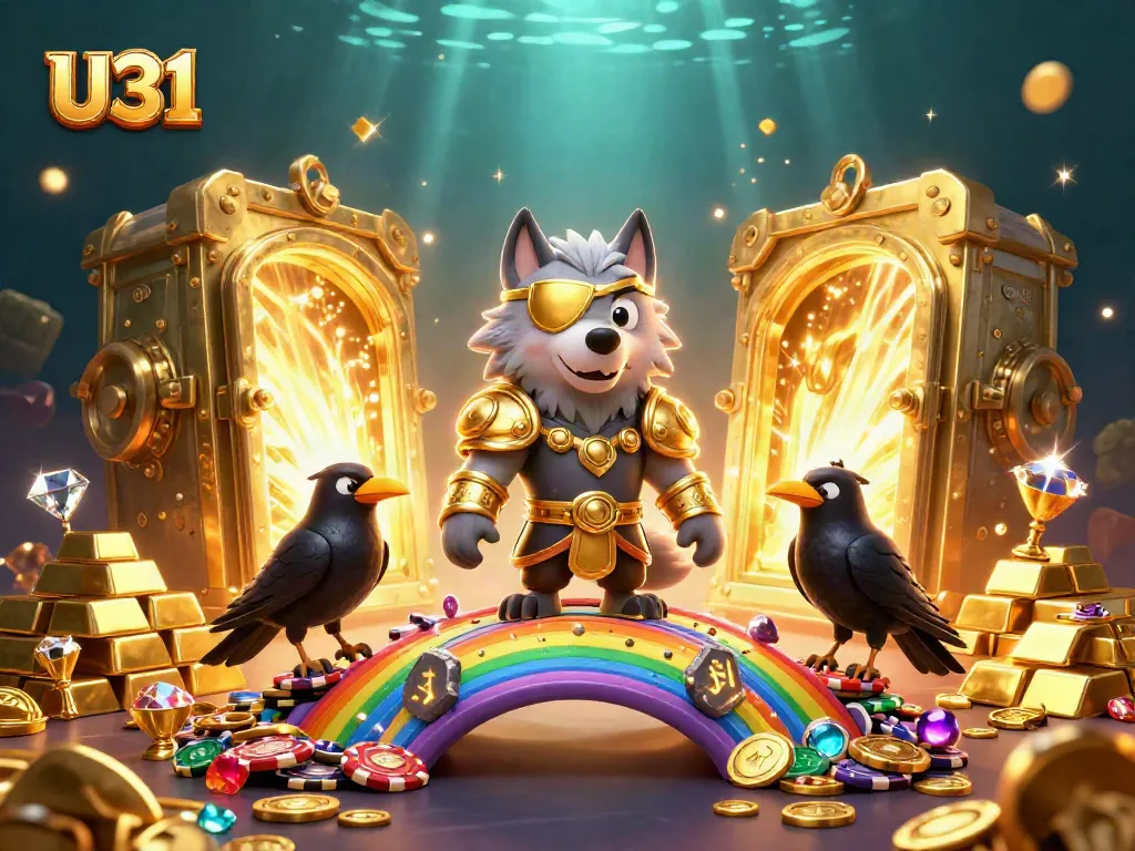 Experience excitement with U31's animated casino scene, featuring Norse mythology-inspired characters.