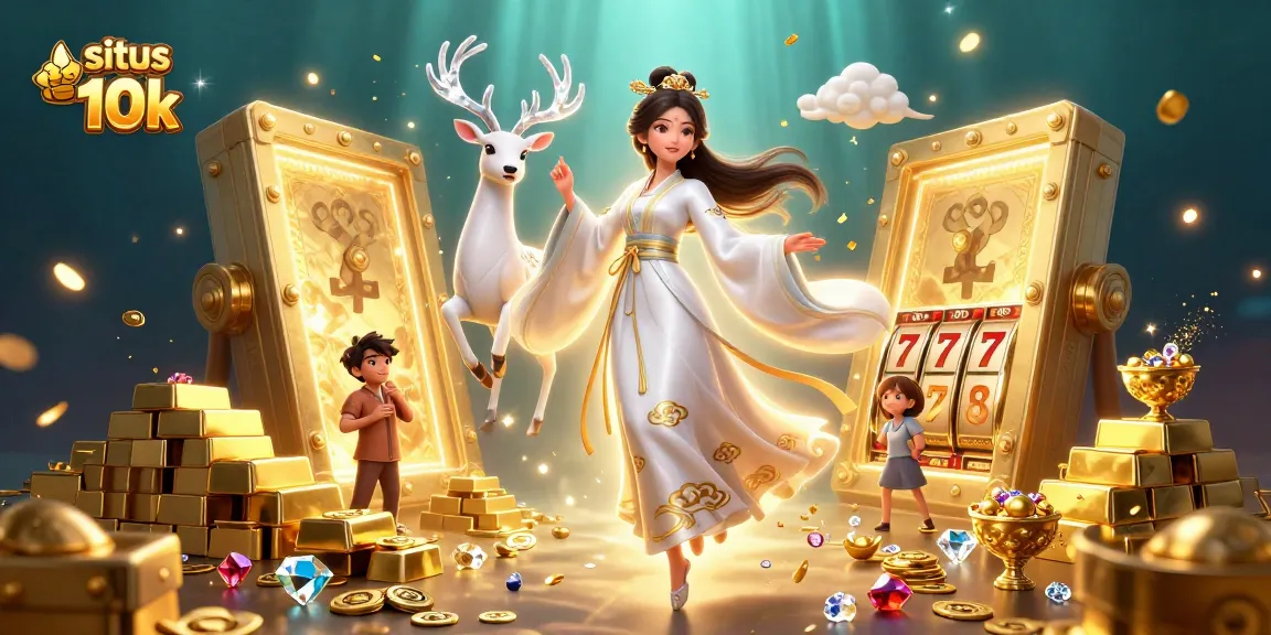 Experience winning moments with situs depo 10k, showcasing exciting slots and treasure in a vibrant scene.