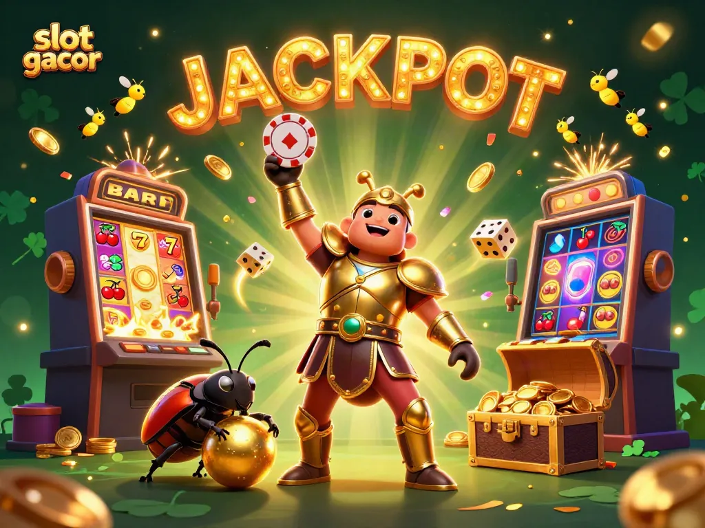 Celebrate your wins with slot gacor in an action-packed casino scene illustrating victorious gameplay.