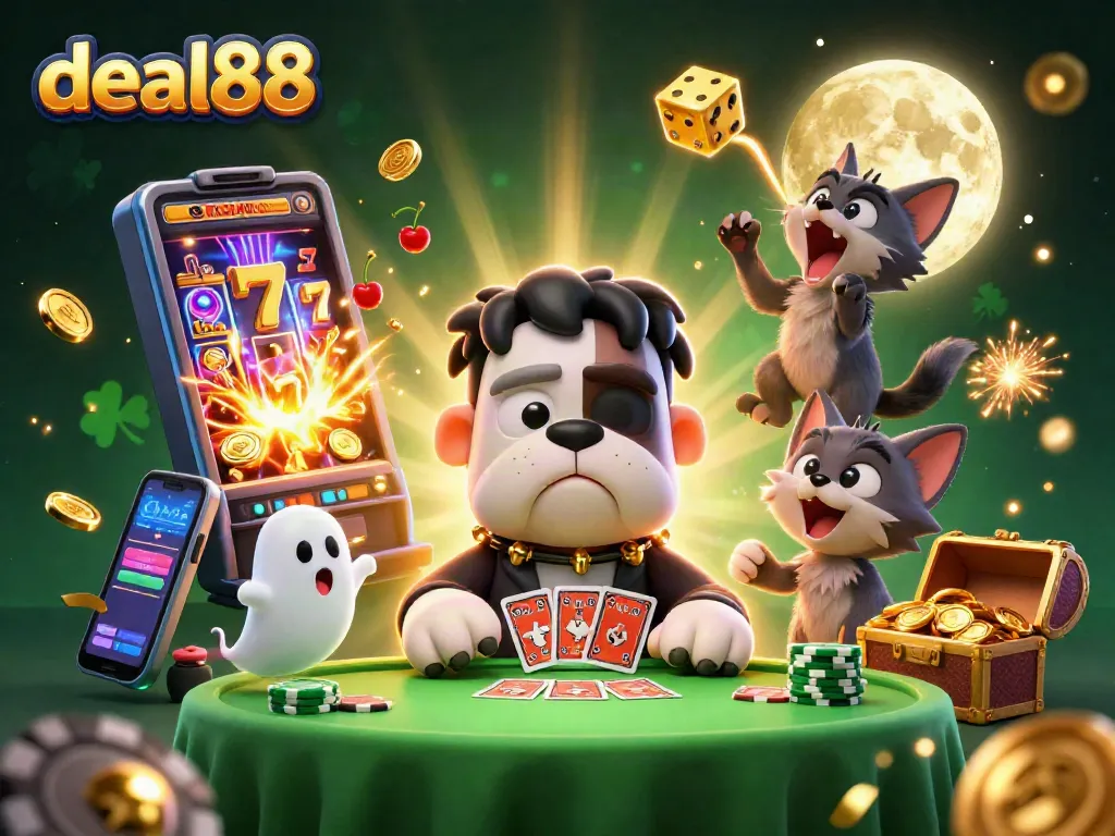 Experience the excitement of deal88 with cartoon characters, cards, and jackpot slots.