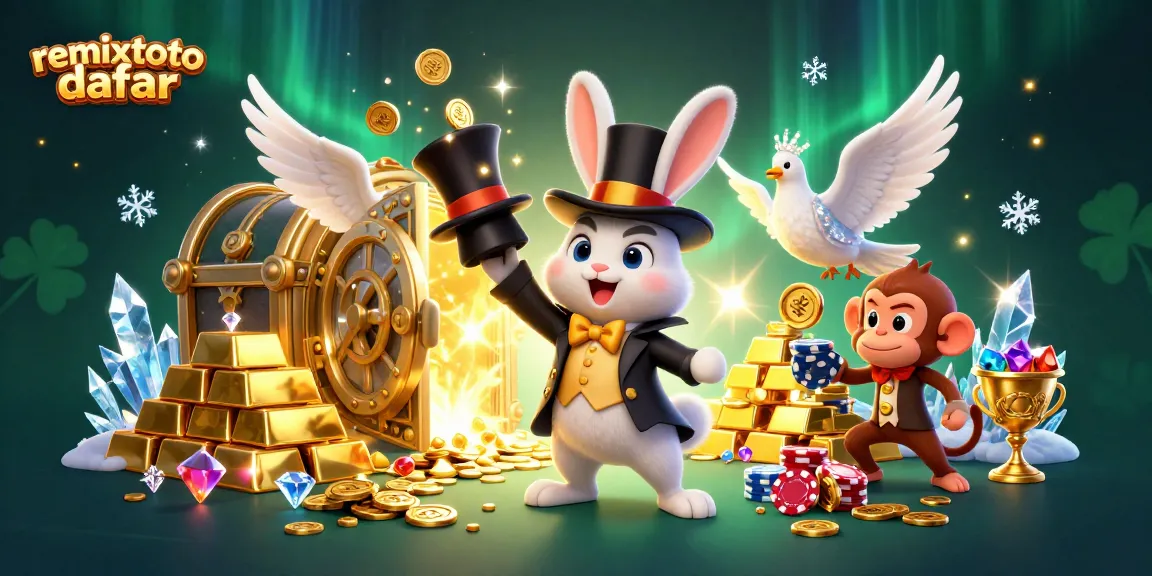 Experience the excitement and winning chances with remixtoto daftar in this colorful 3D gambling illustration.
