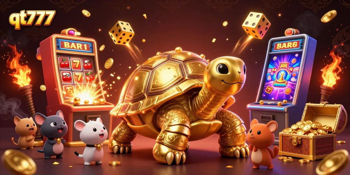 Spin your luck with qt777 in this vibrant casino scene featuring dynamic game elements and fun characters.