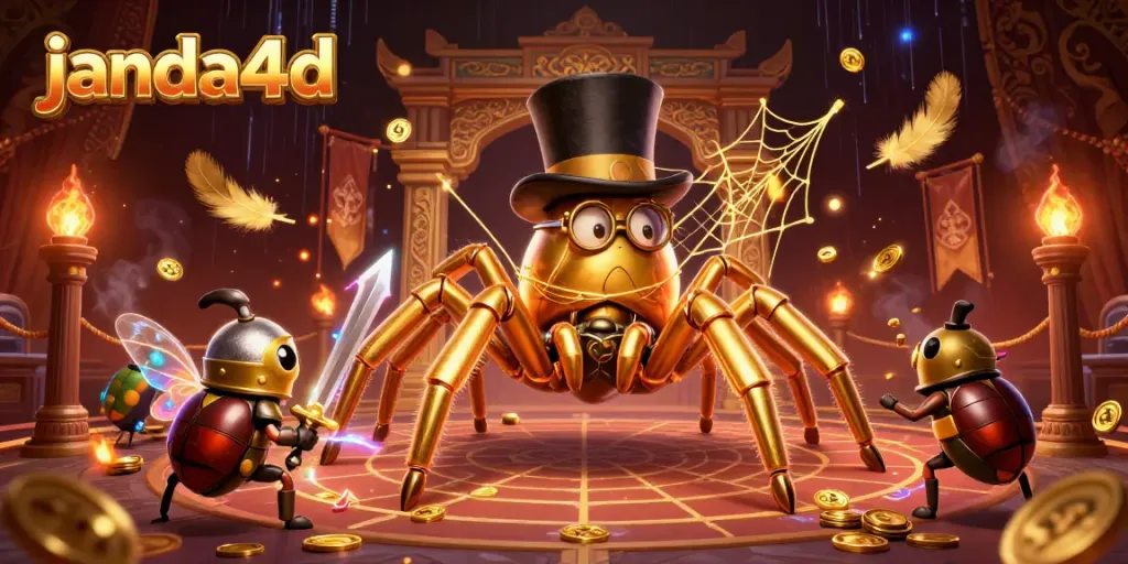 Janda4d menghadirkan tarantula emas raksasa dan kesatria beetle berpetualang di arena judi.