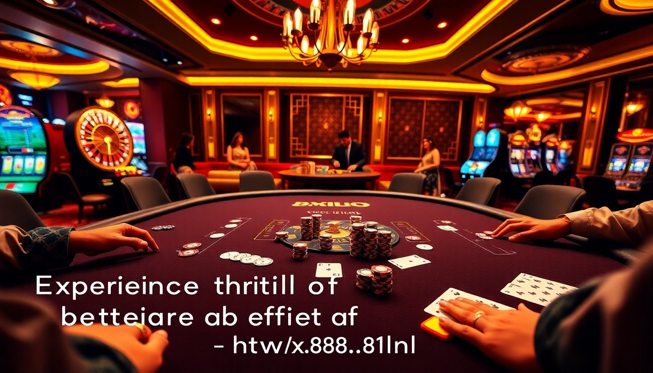 Betting action at https://xx88.nl/ with gamblers at a luxurious poker table, surrounded by casino excitement.
