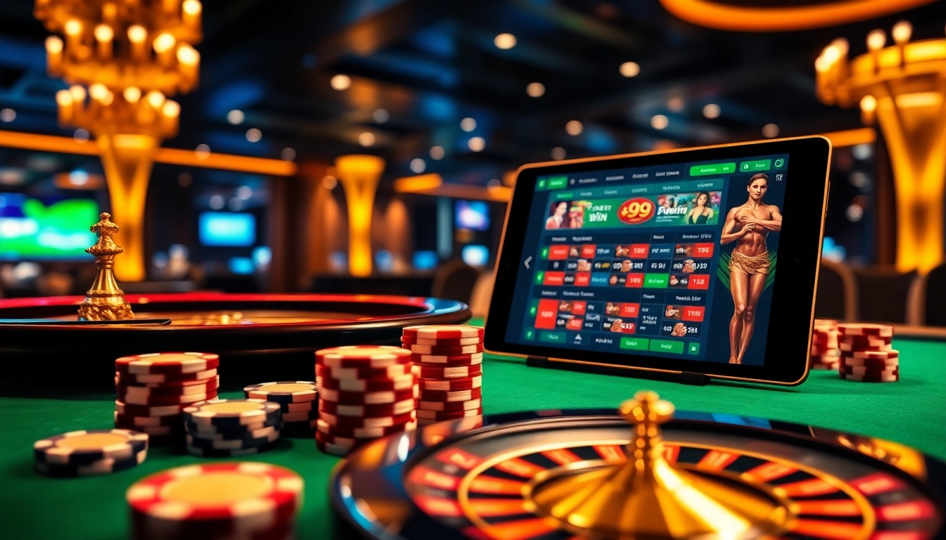 The 99win app showcased on a stylish casino table, featuring poker chips and a roulette wheel.