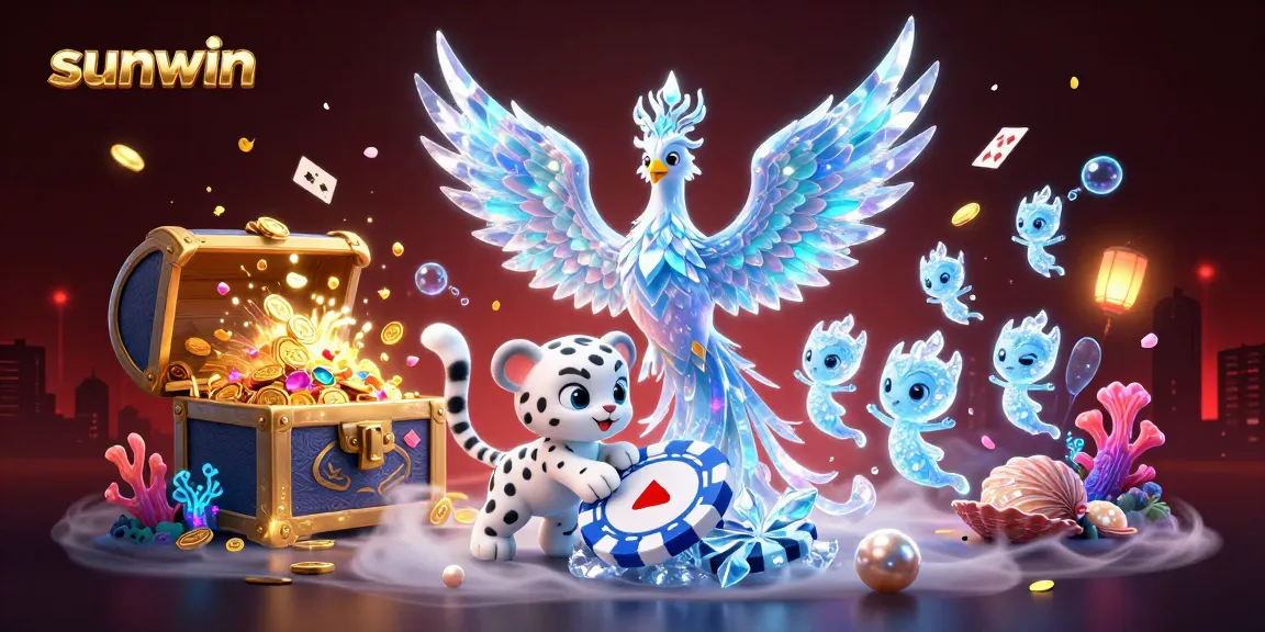 Experience sunwin's exciting features with vivid 3D characters and casino-themed elements in an immersive scene.