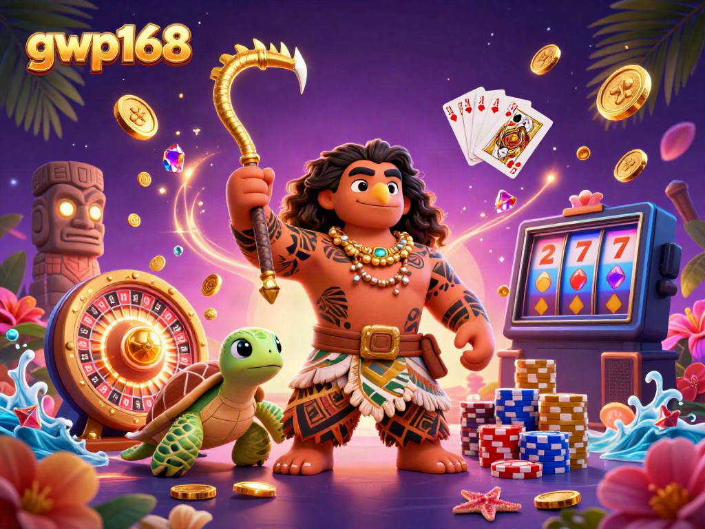 Gwp168 menawarkan pengalaman bermain slot yang seru dengan koin emas dan tumpukan chip poker.