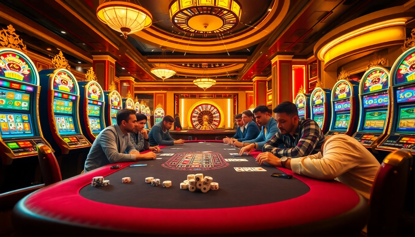 Experience the thrill of fun79 with an intimate poker game in a lavish casino setting.