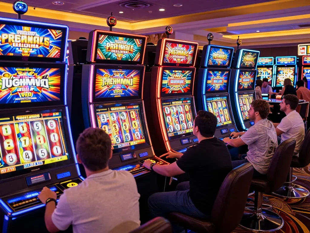 A player enjoying the excitement of wstar77 slot machines in a lively casino atmosphere