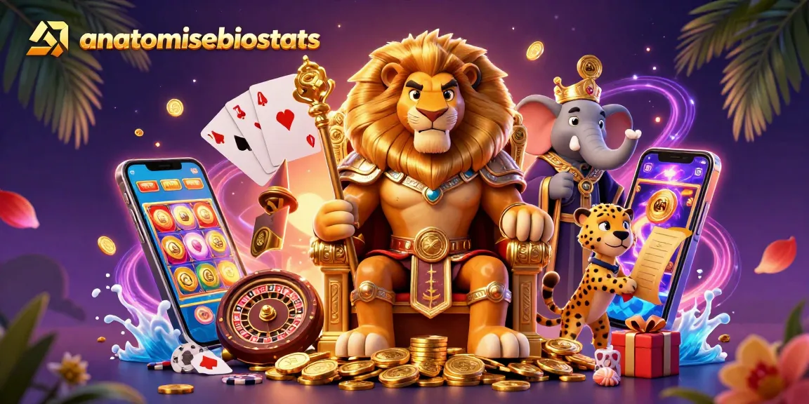 Spin to win with anatomisebiostats in this vibrant casino scene filled with game elements.