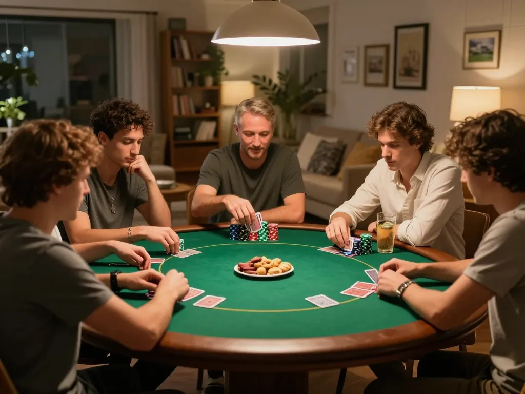 Players engaging in a thrilling home poker night at https://88bet.zone/ with vibrant chips and strategic gameplay.