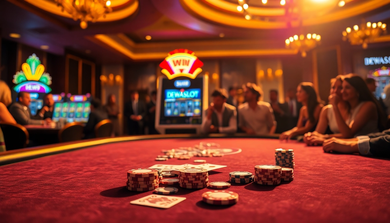 Experience the thrill of DEWASLOT with vibrant casino tables and winning gamblers.