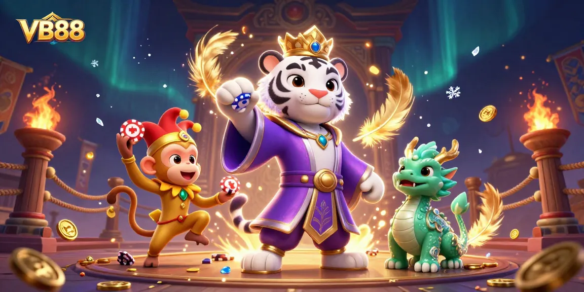 Engage with the thrilling VB88 casino experience featuring dynamic characters and vibrant gaming elements.