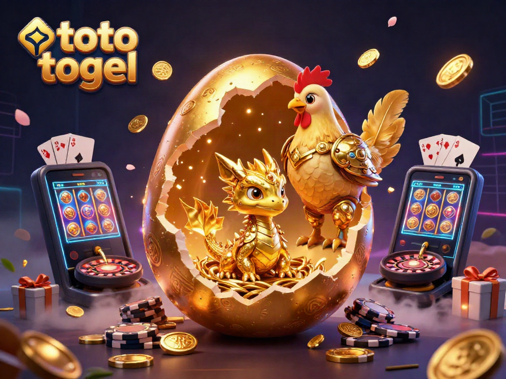 Experience thrilling toto togel excitement with a golden dragon and poker elements in this vibrant casino illustration.