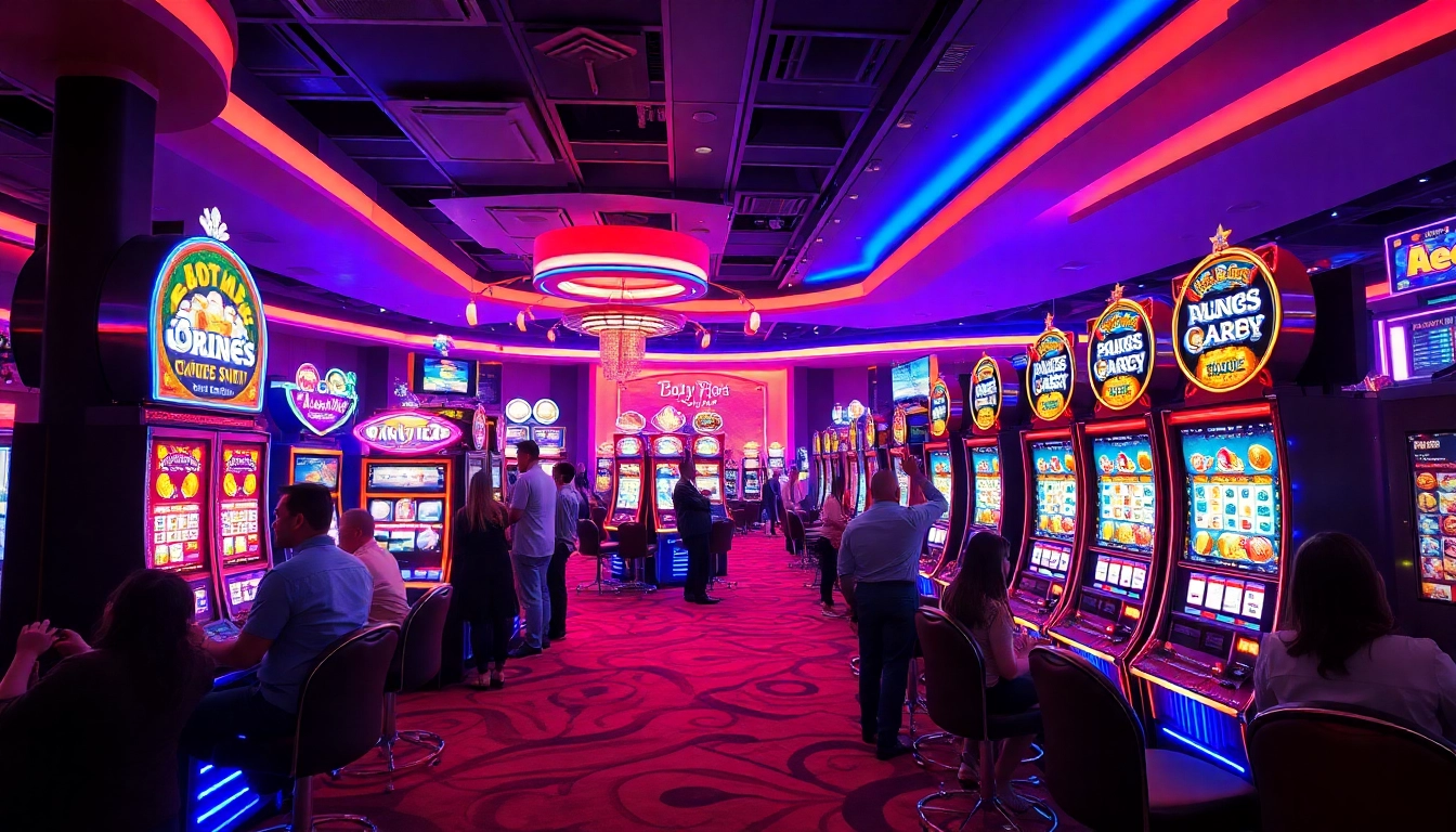 Menangkan jackpot di slot online dengan mesin kasino yang penuh warna dan suasana yang semarak.