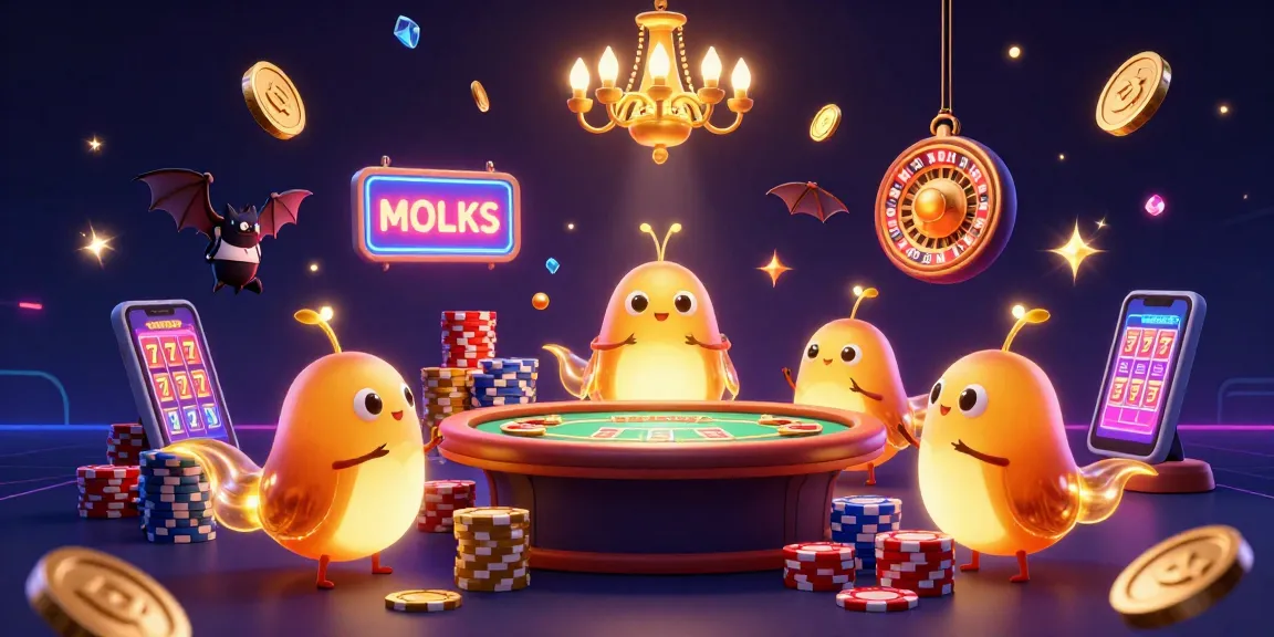 Kenzototo showcases vibrant glowworms lighting a lively casino scene filled with treasures and spinning wheels.