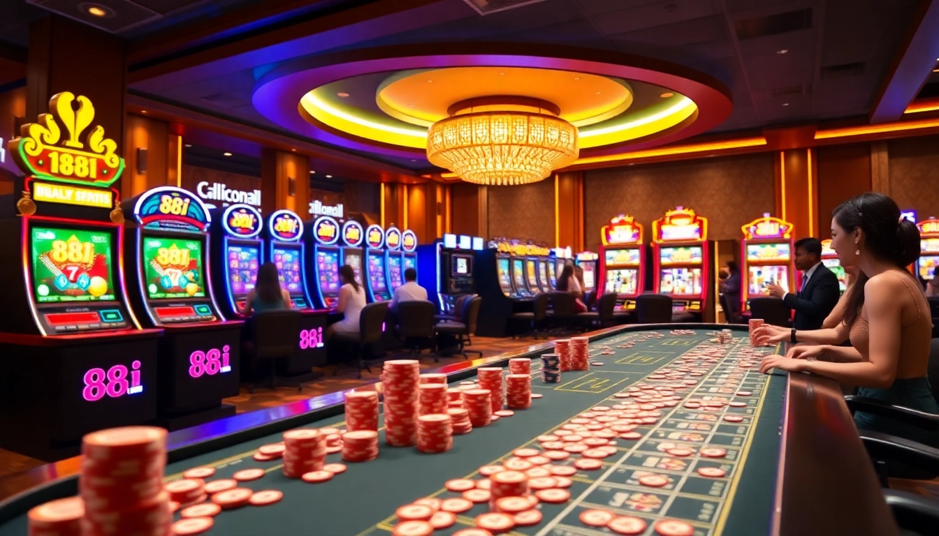 Exciting online gambling scene featuring 88i casino tables and slot machines in action.