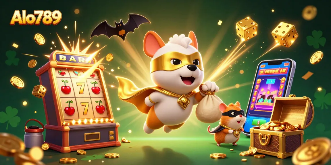 Alo789 offers an exciting jackpot experience with a thrilling 3D superhero dog illustration.