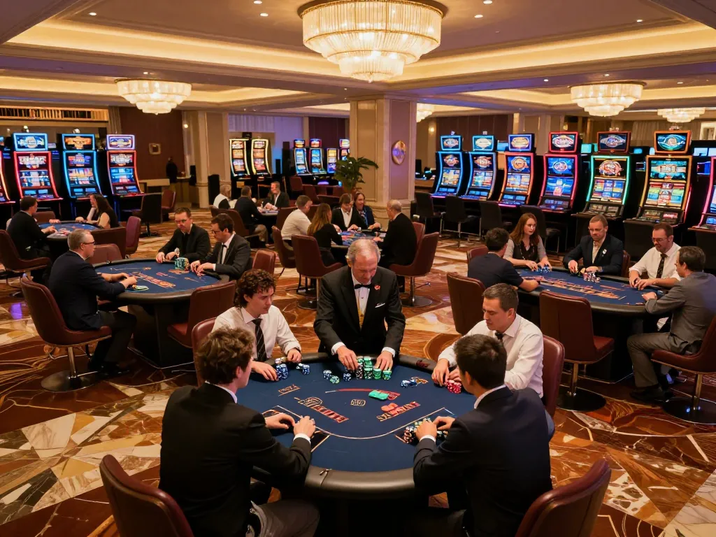 Players engaging in thrilling poker games at zx88 with luxurious casino ambiance