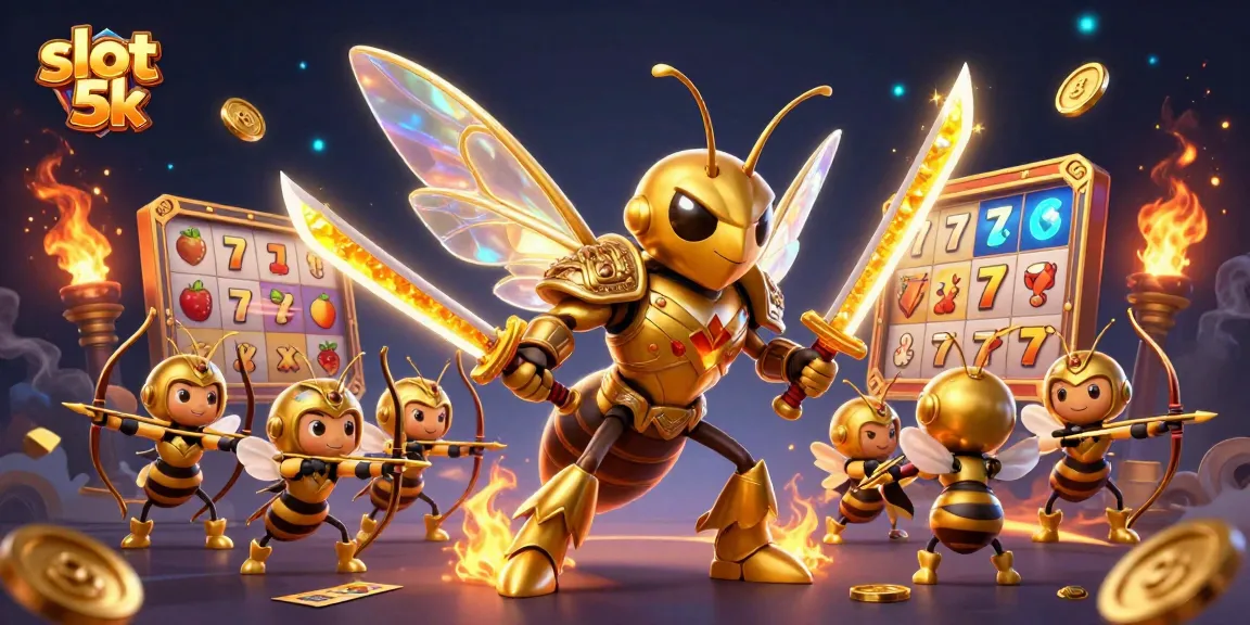 Engage with slot 5k in this vibrant 3D illustration showcasing dynamic characters and gaming elements.