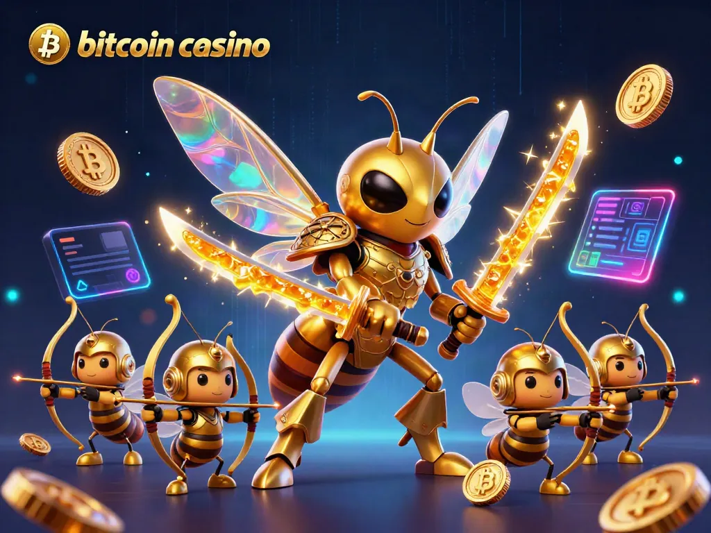 Experience the thrill of a bitcoin casino with vibrant 3D characters and dynamic crypto elements.