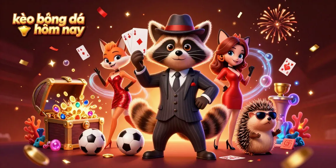 Place bets with kèo bóng đá hôm nay while enjoying a lively casino scene featuring charming characters.