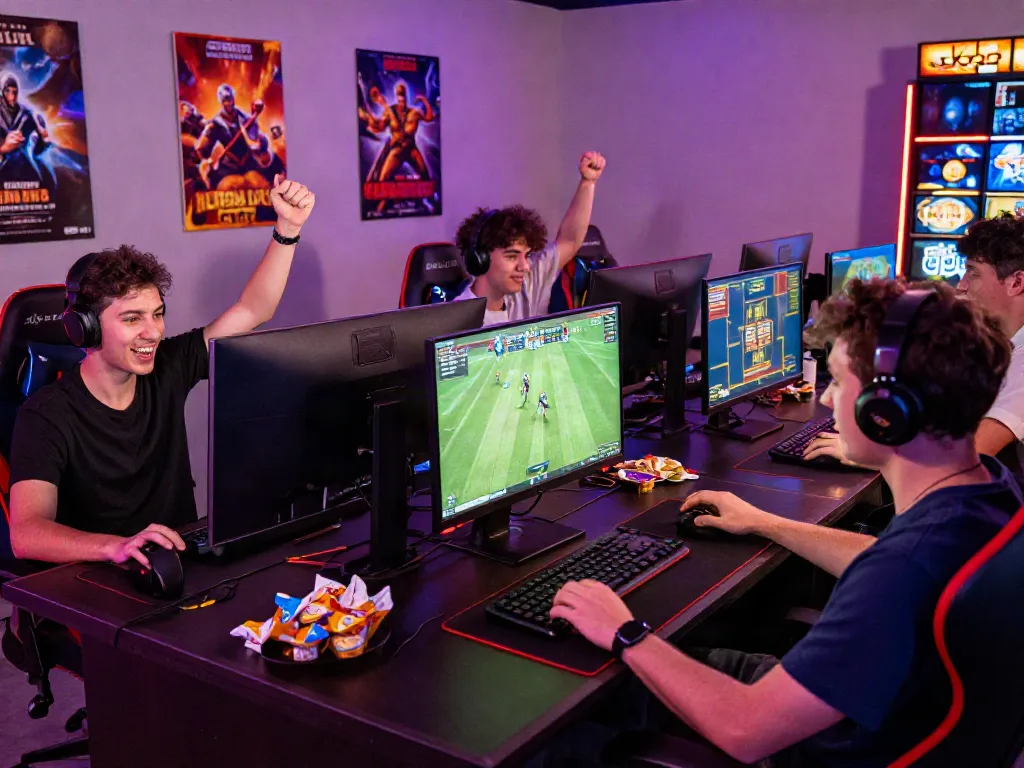 Engaging online gaming scene showcasing enthusiastic players enjoying A80 casino games in a vibrant setting.
