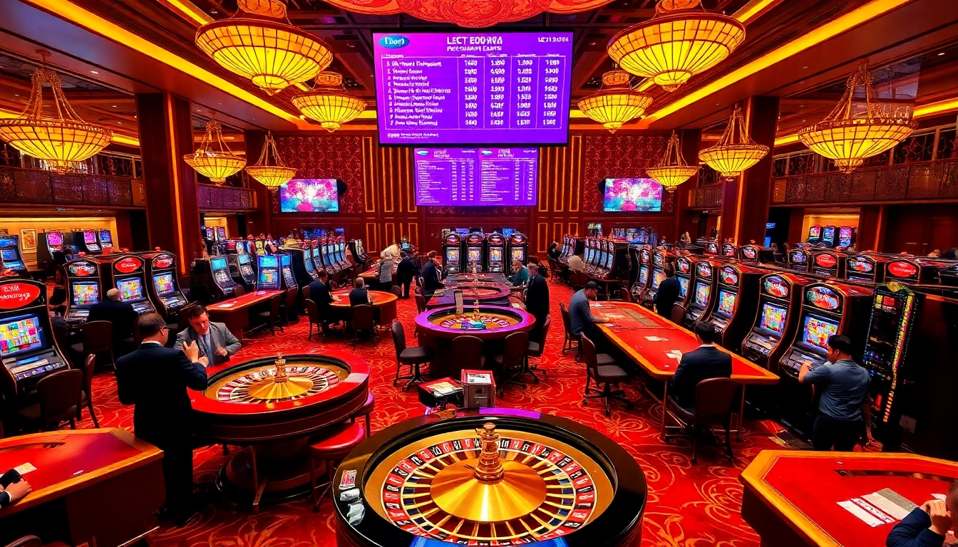 Gambling excitement with pengeluaran china results displayed on a luxurious casino floor.