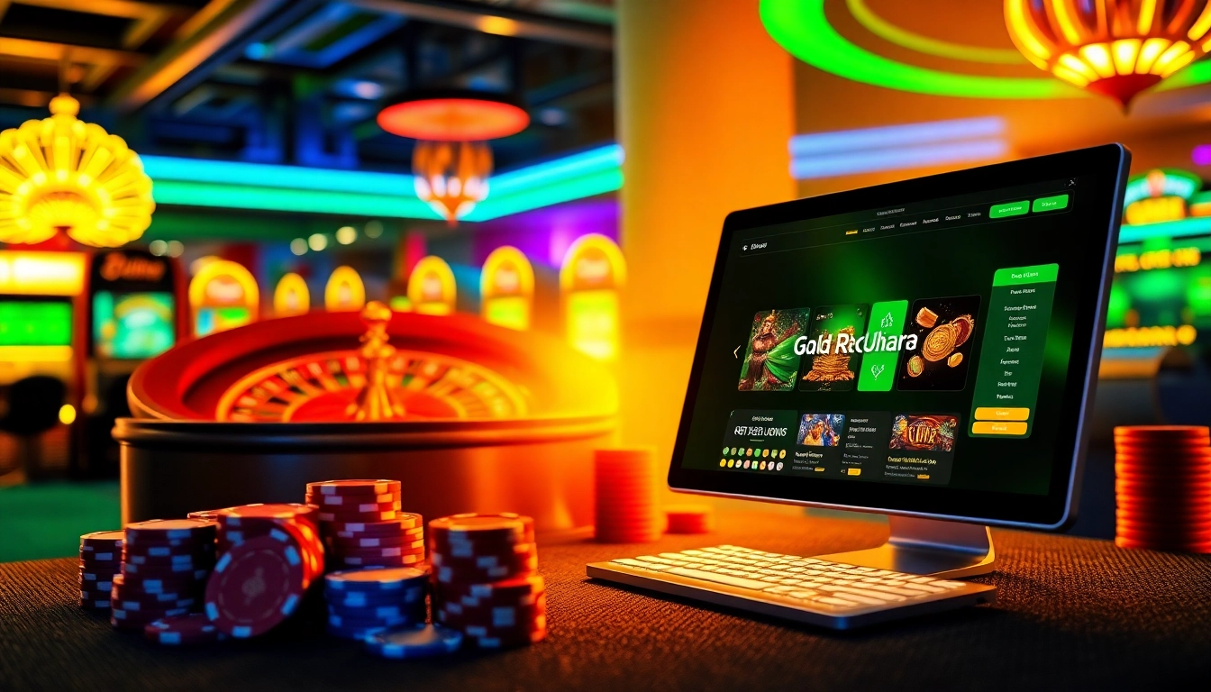Experience thrilling gameplay at Sunwin with vibrant casino visuals featuring slots and poker chips.